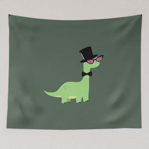 Item preview, British Dinosaur | Union Jack Glasses | Posh Bow Tie | Green gentleman dinosaur designed and sold by emcazalet.