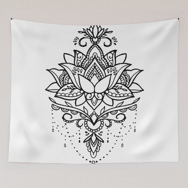 Item preview, Lotus mandala tattoo black designed and sold by InkStation24.