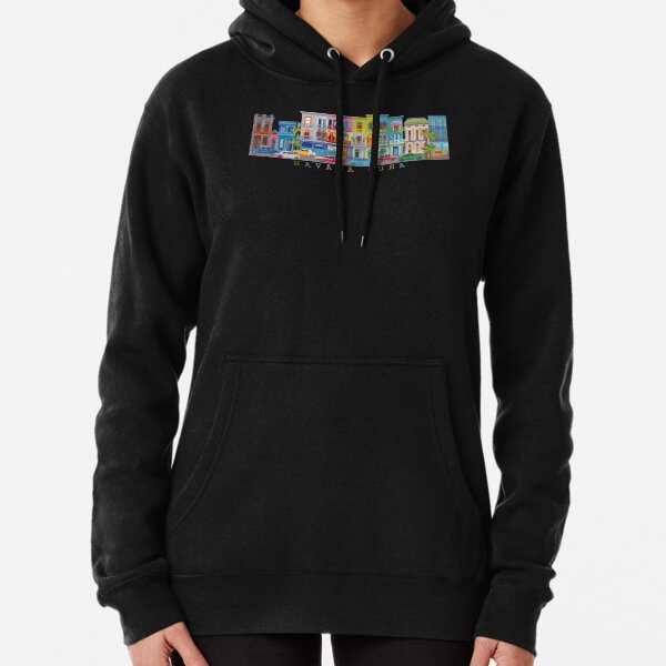 Havana, Cuba - Colorful Street Scene Illustration Pullover Hoodie