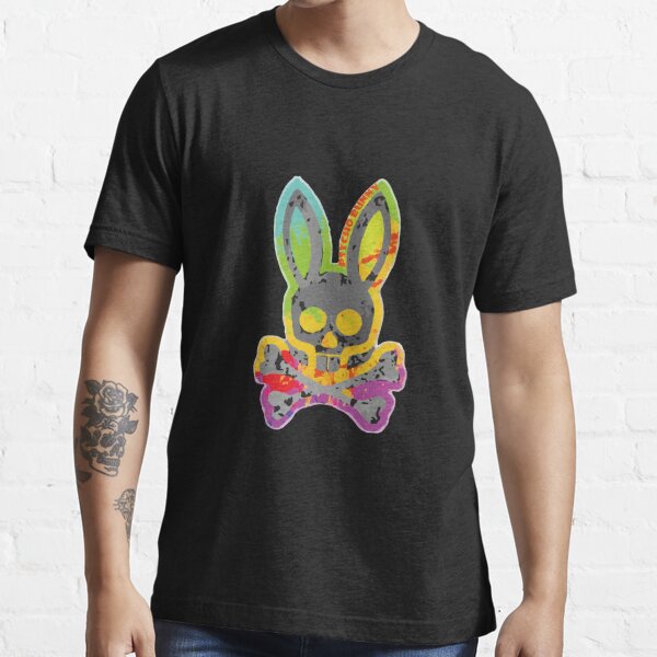 Happy Easter Men's Bone And Rabbit T Shirt Psychedelic Bunny Skull Funny  Gift