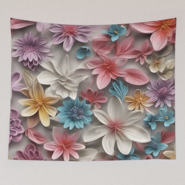 Item preview, Colorful retro flowers pattern designed and sold by DarkFablecation.