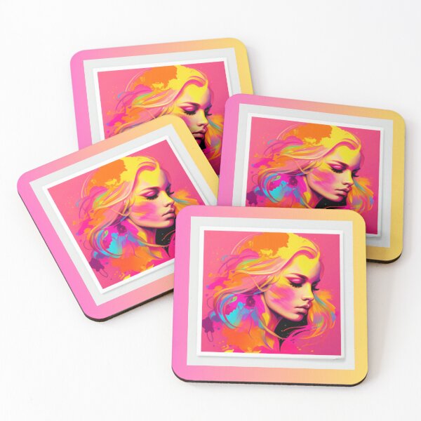 Item preview, Pink, Orange and Yellow Abstract Girls Face designed and sold by HippyGold.