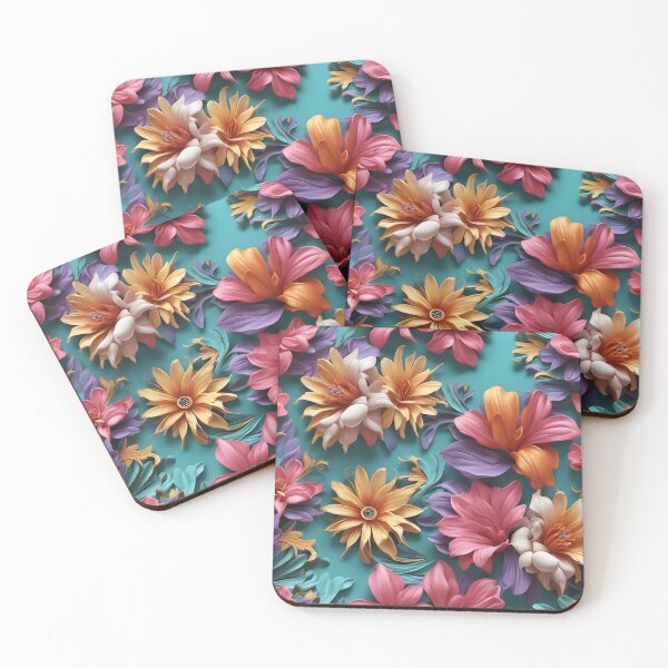 Item preview, Colorful retro flowers pattern designed and sold by DarkFablecation.