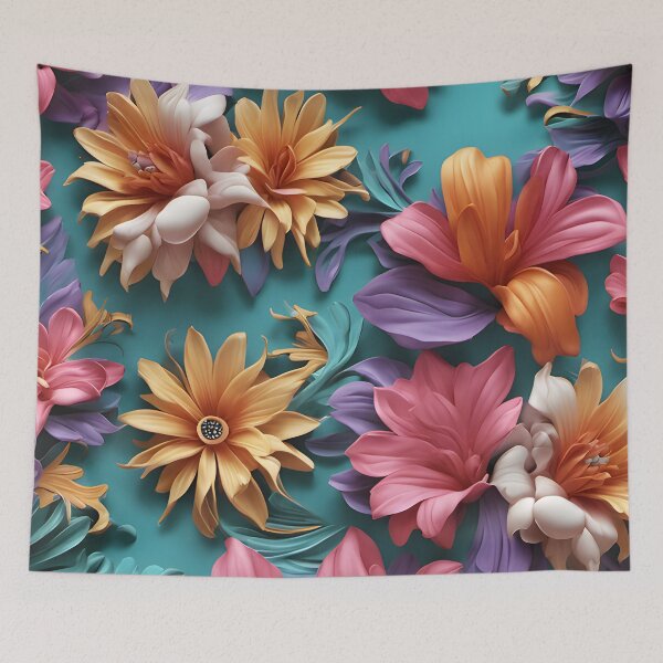 Item preview, Colorful retro flowers pattern designed and sold by DarkFablecation.