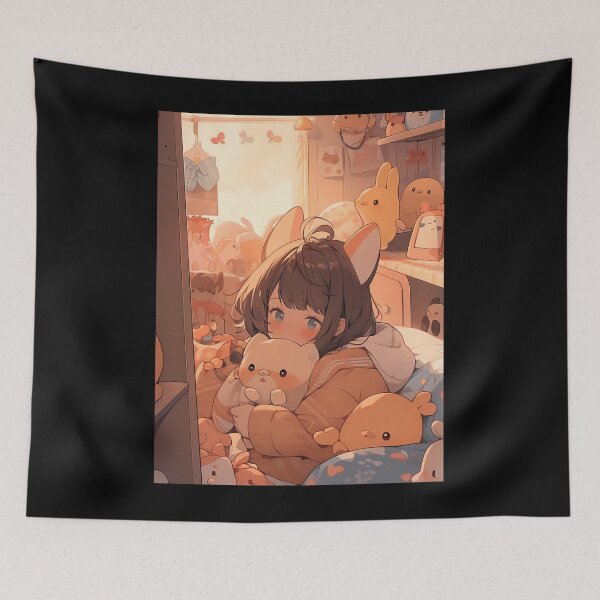 Item preview, Cute Anime 	 With Fox Ears And Stuffed Animals 	 	 designed and sold by yqeyqqll1.