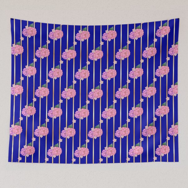 Item preview, Japanese Flowers stripes navy designed and sold by LanDiMonk.