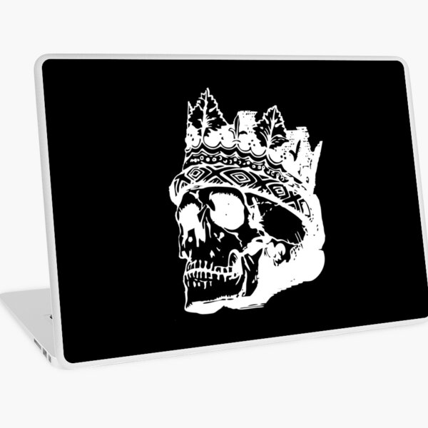White Human Skull with Crown Laptop Skin