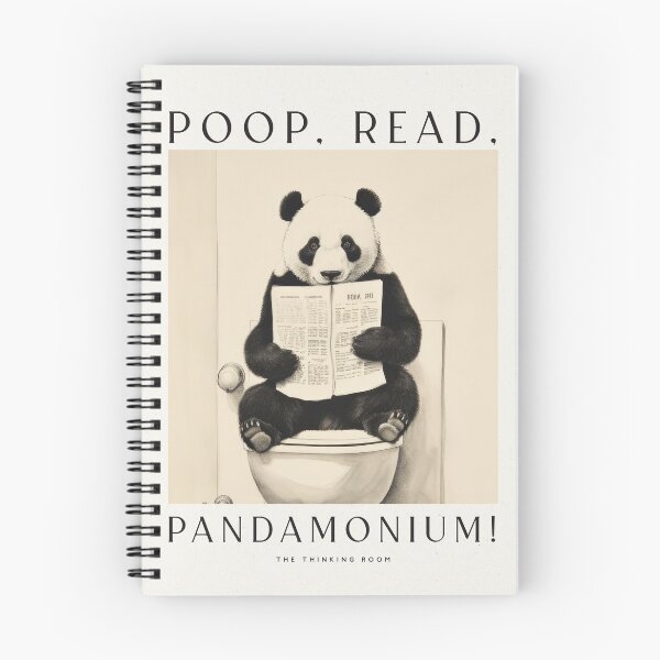 Item preview, Quirky Panda Pandamonium - Retro Vintage Bathroom Wall Art Animal Humor Art designed and sold by PinkNomad.