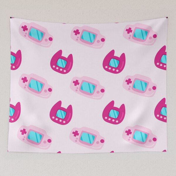 Item preview, 90s pink retro game console and tamagotchi designed and sold by AnaRisyet.