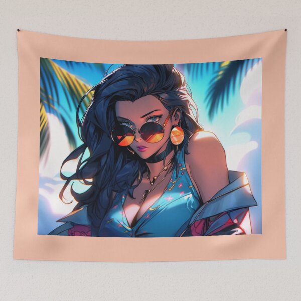 Item preview, 90s Anime Girl in Miami: Camilla - Embrace the Retro Vibe of a Sun-Kissed Adventure! designed and sold by RIAiCreations.