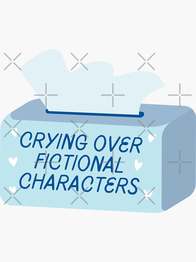 Thumbnail 3 von 3, Sticker, crying over fictional characters blue tissue box designt und verkauft von catdiasart.