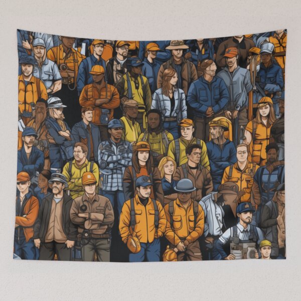 Item preview, Workers Gathered Together designed and sold by WorldOfHolidays.