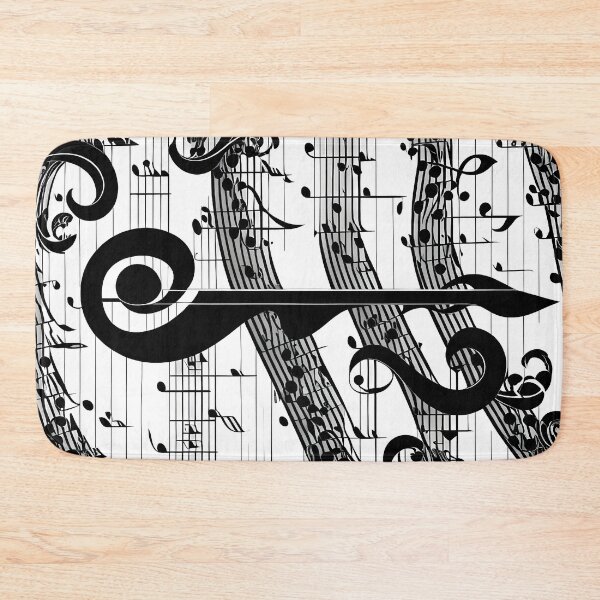 Item preview, Treble clef with notes, black and white image designed and sold by Rostislav Bouda.