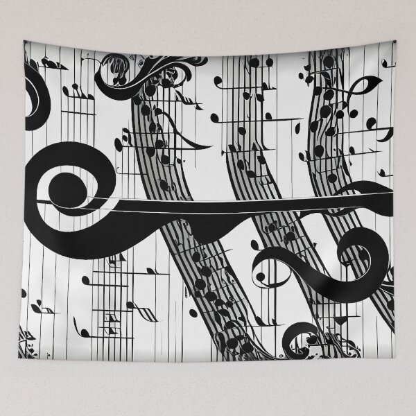 Item preview, Treble clef with notes, black and white image designed and sold by Rostislav Bouda.
