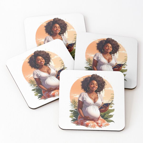 Item preview, Black Pregnant Mom Reading a Book For Kids Expecting a Baby designed and sold by TriniTeeClub.