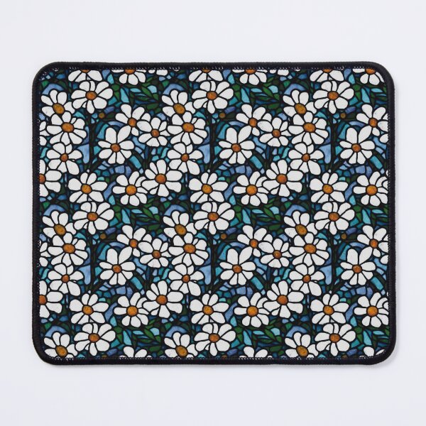 Aperçu de l'œuvre Marguerites sur vitrail bleu créée et vendue par Lisa Bittinger.