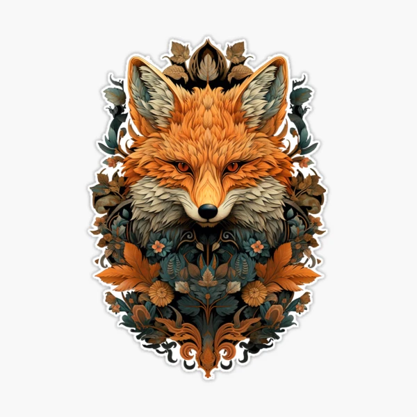 Cottagecore Fox Cute Floral Fox Animal Lovers' Sticker