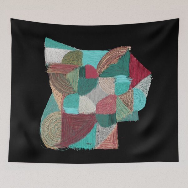 Item preview, Abstract tangram 2 (black background) designed and sold by MentaLee.