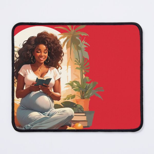 Item preview, Black Pregnant Woman Reading a Book For Kids Expecting a Baby designed and sold by TriniTeeClub.