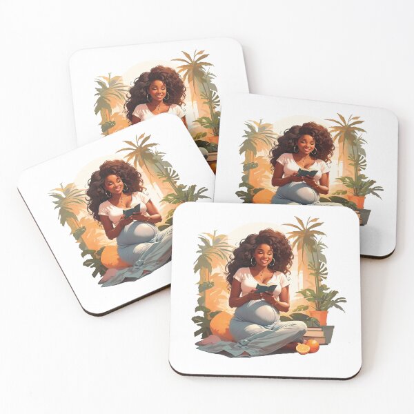 Item preview, Black Pregnant Woman Reading a Book For Kids Expecting a Baby designed and sold by TriniTeeClub.
