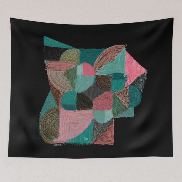 Item preview, Abstract tangram 3 (black background) designed and sold by MentaLee.