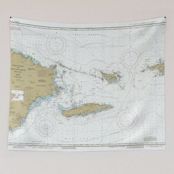 Item preview, Vintage Map of The Virgin Islands Passage (1985) designed and sold by BravuraMedia.