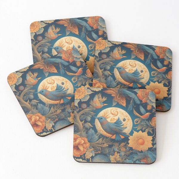 Item preview, Birds in Floral Folk Art illustration designed and sold by mythographiaart.