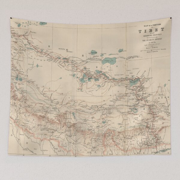 Item preview, Vintage Map of Tibet (1876) designed and sold by BravuraMedia.