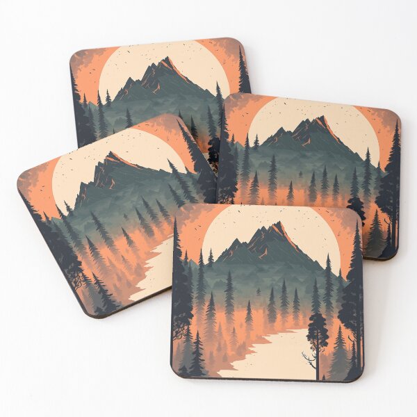 Item preview, Foggy forest and mountains under the moonlight designed and sold by elearah1.