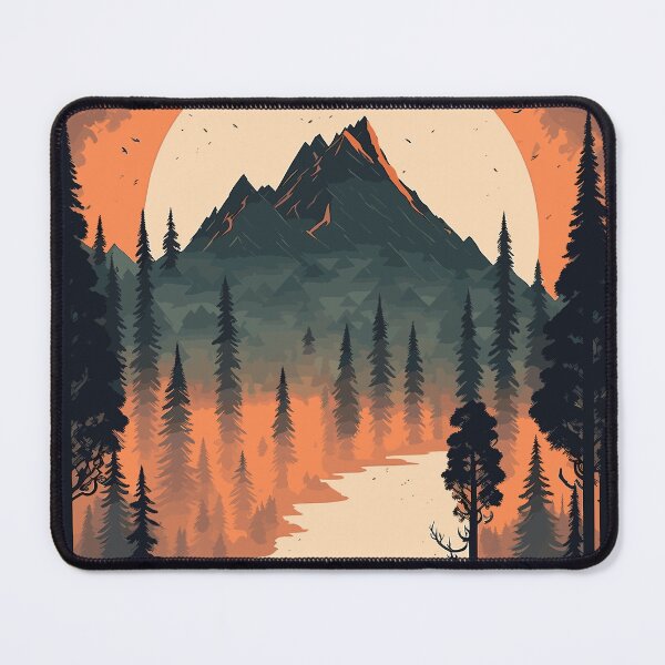 Item preview, Foggy forest and mountains under the moonlight designed and sold by elearah1.