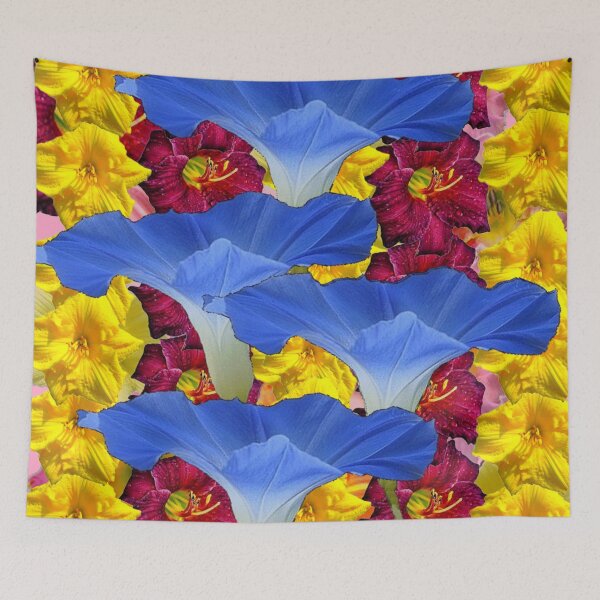 Item preview, BLUE MORNING GLORY FLOWERS LILY GARDEN ART PATTERN ART designed and sold by sharlesart.
