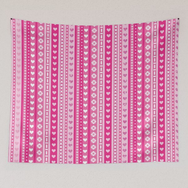 Item preview, Cute Hot Pink Hearts n Flowers Stripes Pattern designed and sold by ClaudiaFlores.