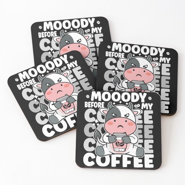 Item preview, Mooody Before My Coffee| Cute Moody Cow with Coffee - Black designed and sold by PearlMoonGrapes.
