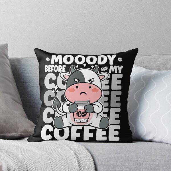 Item preview, Mooody Before My Coffee| Cute Moody Cow with Coffee - Black designed and sold by PearlMoonGrapes.