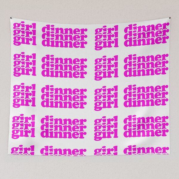 Item preview, girl dinner hot pink text design designed and sold by EmeraldeaArt.