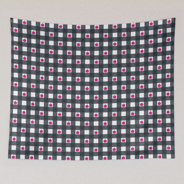 Item preview, Apple Checks - black and white with Barbie Pink designed and sold by Una Somerville.