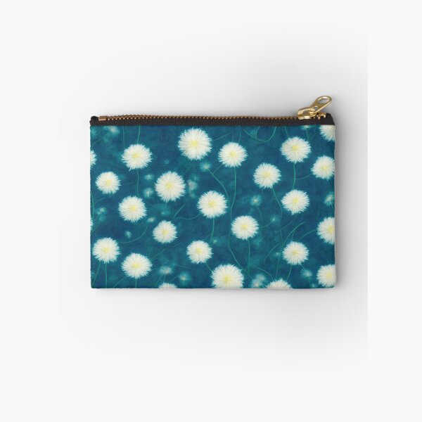 Item preview, White dandelions on blue background designed and sold by ArtfulGallery1.