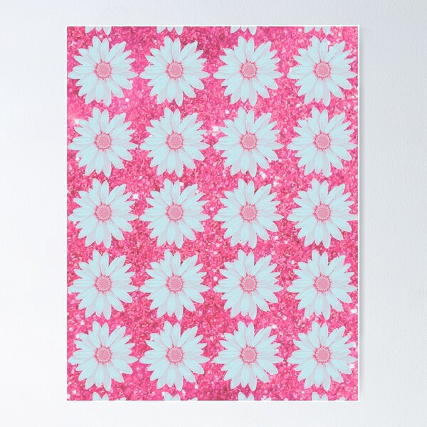 Item preview, Pink Glitter White Flowers designed and sold by Amnaatiq.