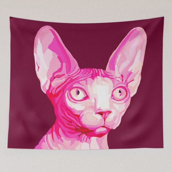 Item preview, Pink Hairless Sphynx Cat Portrait designed and sold by Deborah Camp.