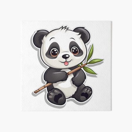 Impression rigide for Sale avec l'œuvre « Bébé panda aimant le bambou » de  l'artiste CommandLine