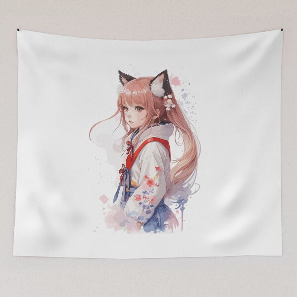 Item preview, Kawaii baby in Kitsune fox kimono designed and sold by CatCoconut-Art.