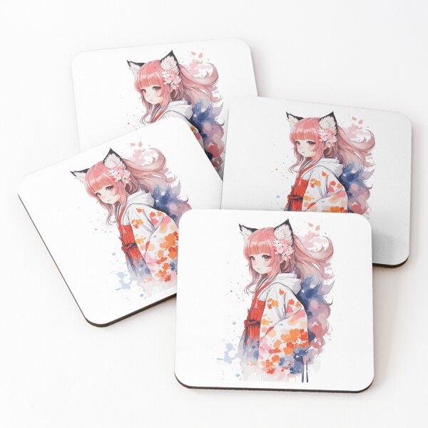 Item preview, Kawaii baby in Kitsune fox kimono designed and sold by CatCoconut-Art.