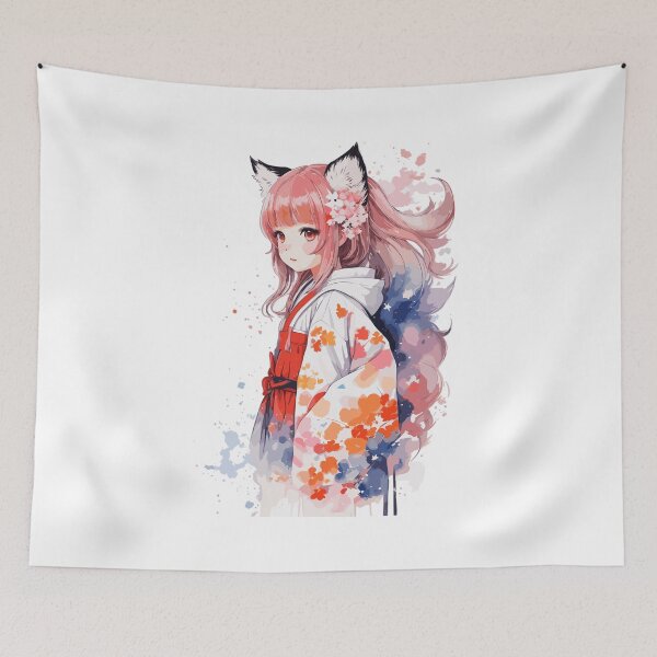 Item preview, Kawaii baby in Kitsune fox kimono designed and sold by CatCoconut-Art.