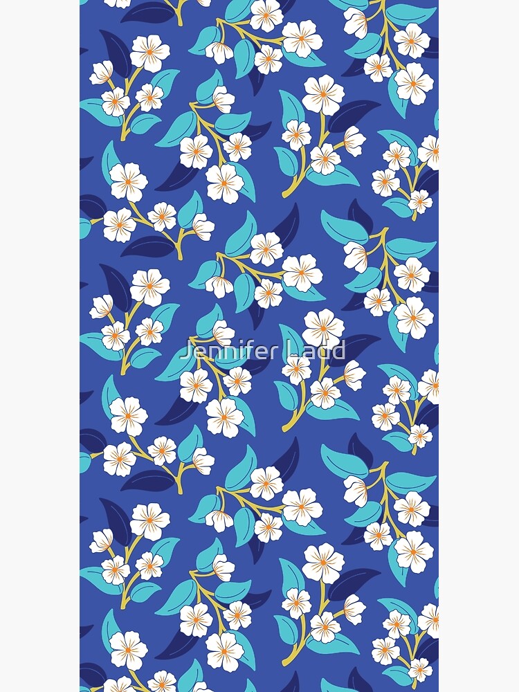 Thumbnail 3 of 3, Duffle Bag, Boho tossed flower pattern in blue designed and sold by jennifereladd.