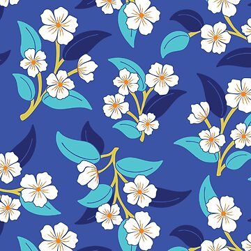 Artwork thumbnail, Boho tossed flower pattern in blue by Jennifer Ladd