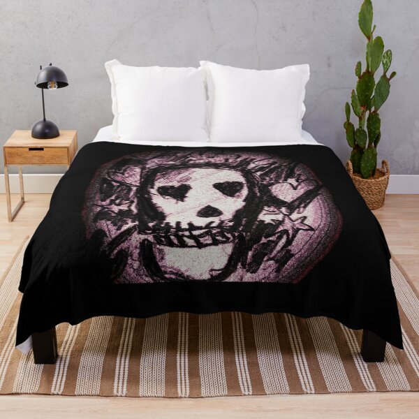 Item preview, Skull with heart flowers drawing on black background designed and sold by WorldOfWendyArt.
