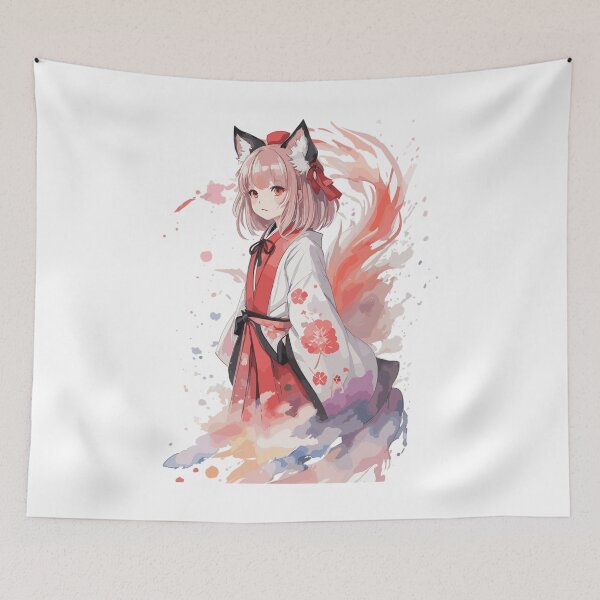 Item preview, Kawaii baby in Kitsune fox kimono designed and sold by CatCoconut-Art.