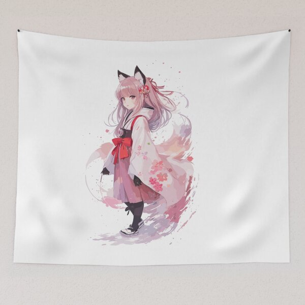 Item preview, Kawaii baby in Kitsune fox kimono designed and sold by CatCoconut-Art.