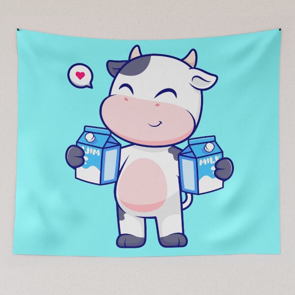 Item preview, Dairy Delight: Cute Cow Holding Milk - Cartoon Vector Icon Illustration designed and sold by hjian8219.
