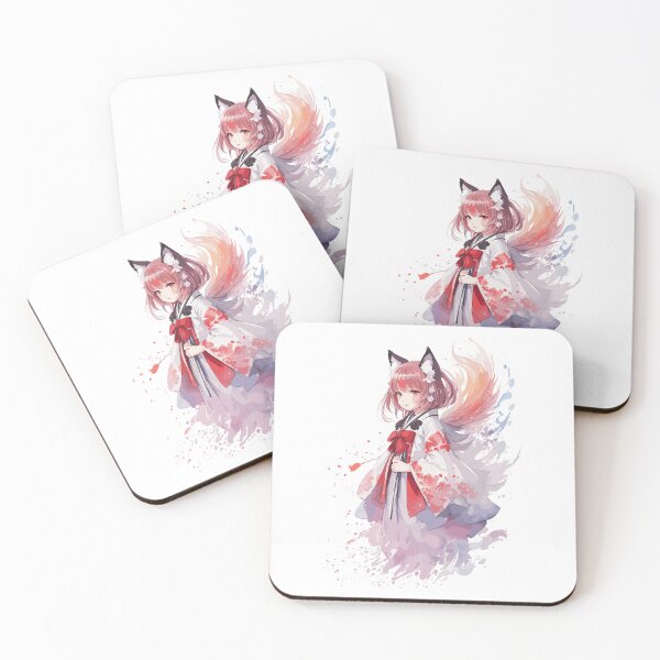 Item preview, Kawaii baby in Kitsune fox kimono designed and sold by CatCoconut-Art.